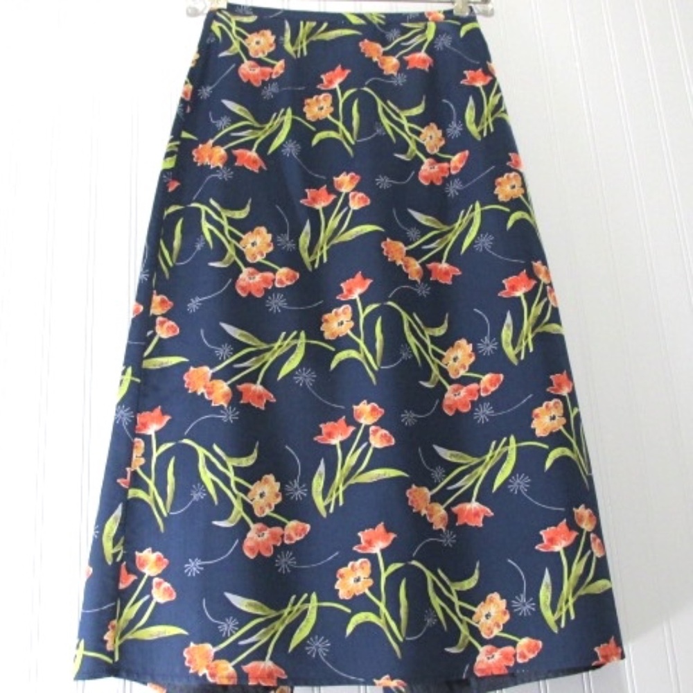 Jennifer Moore Floral Silk Midi Skirt, Size 10P